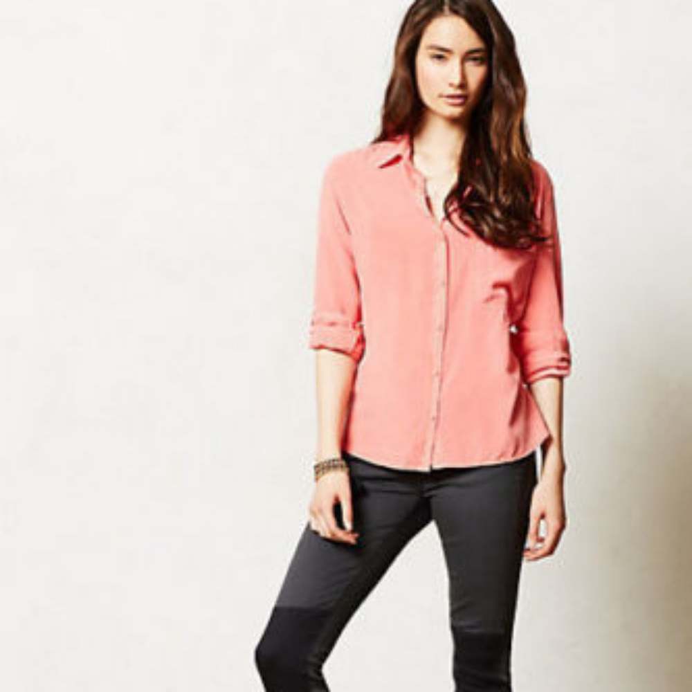 Anthropologie Amity Buttondown Shirt Long Sleeve Relaxed Top By Sam & Lavi, Sz S
